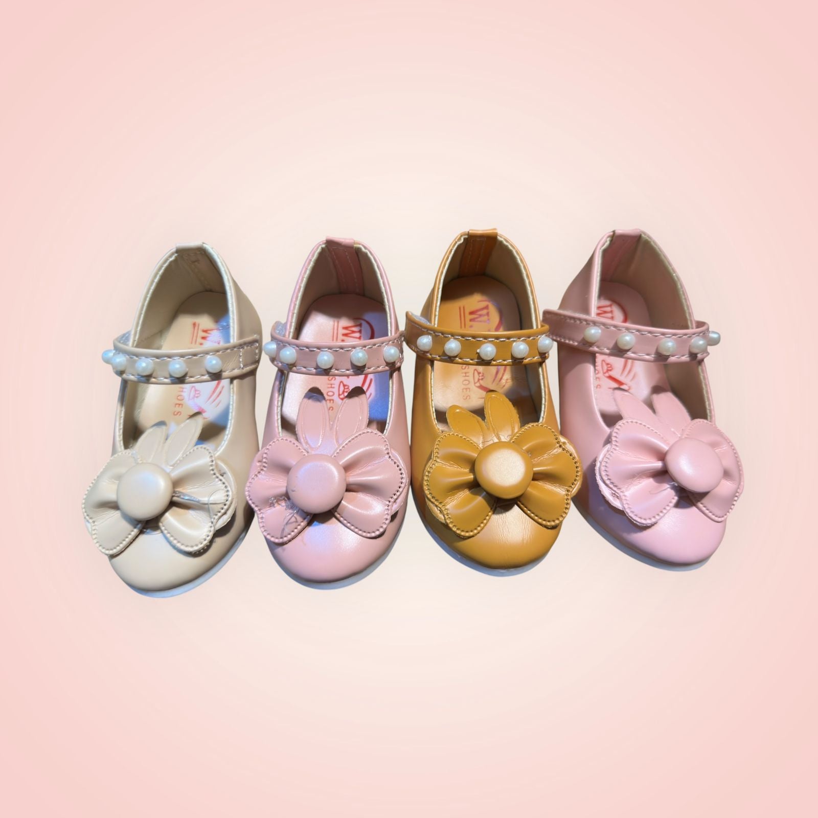 Baby Girls Pearl-Strap Flower Ballerina Flats (Sizes 17–20)