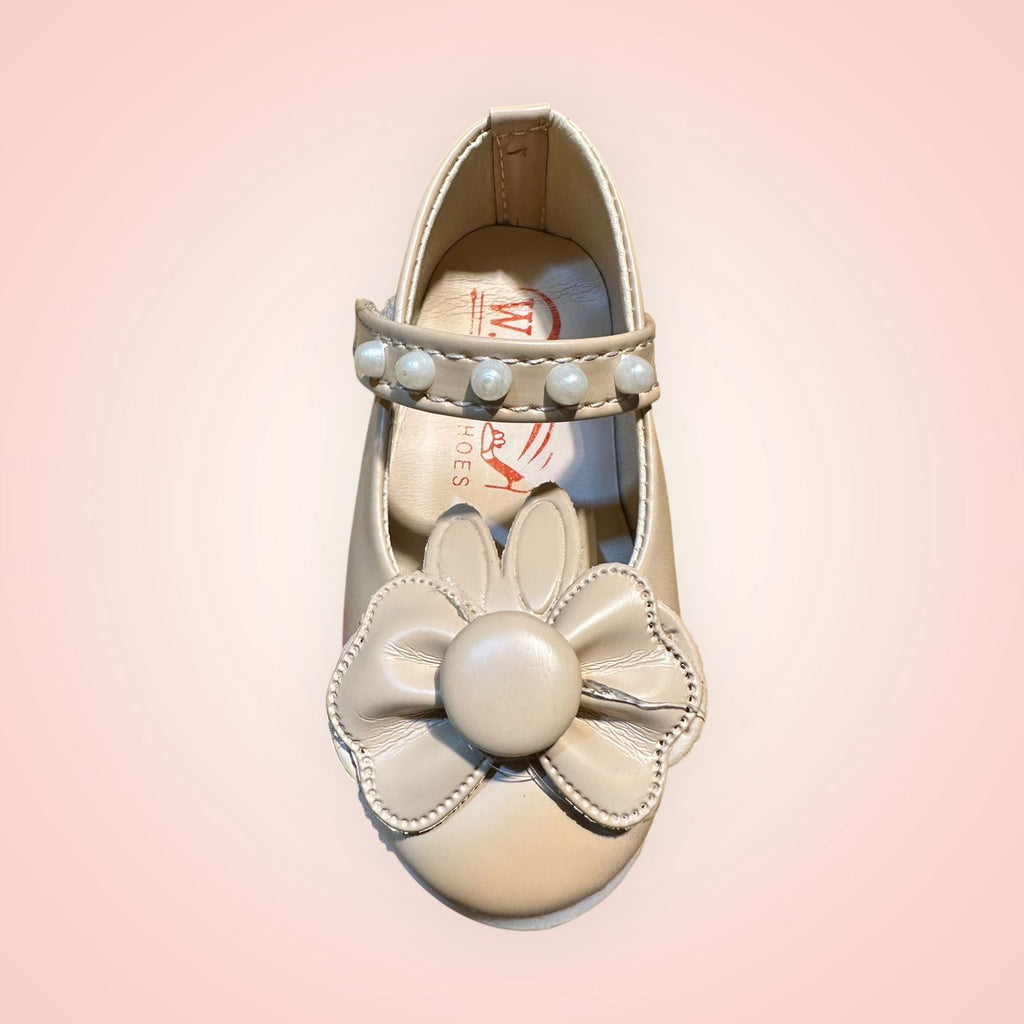 Baby Girls Pearl-Strap Flower Ballerina Flats (Sizes 17–20)
