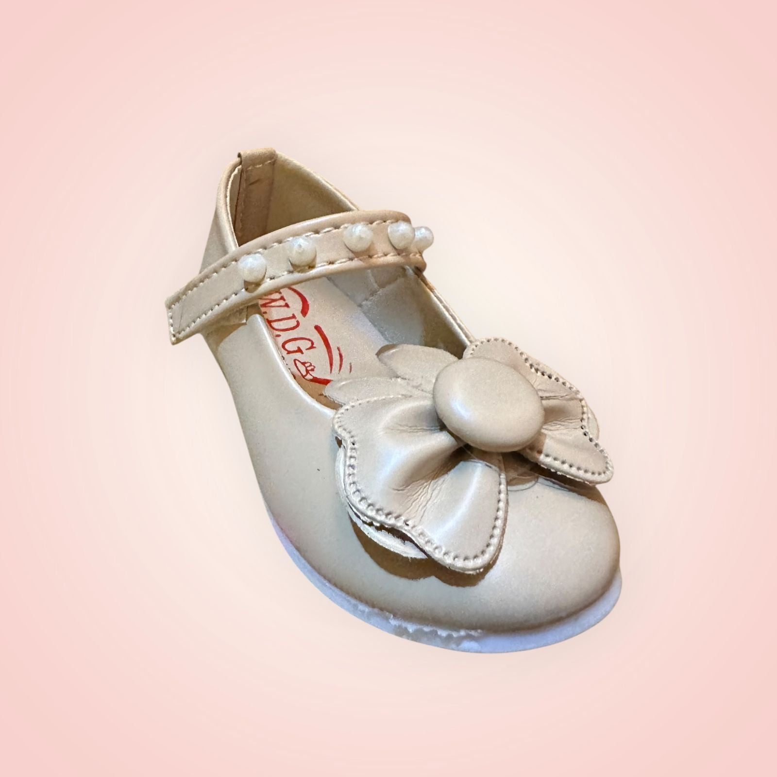 Baby Girls Pearl-Strap Flower Ballerina Flats (Sizes 17–20)